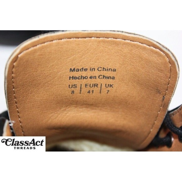 ALDO Boots Mens Size US 8  (EU 41)  Black Leather Fur Lined Blue Sole - Picture 6 of 7